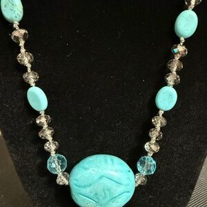 Turquoise and Silver Beaded Necklace